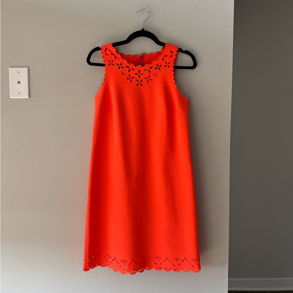 J. Crew orange scalloped laser cut shift dress 2